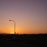 夕焼けと飛行機雲